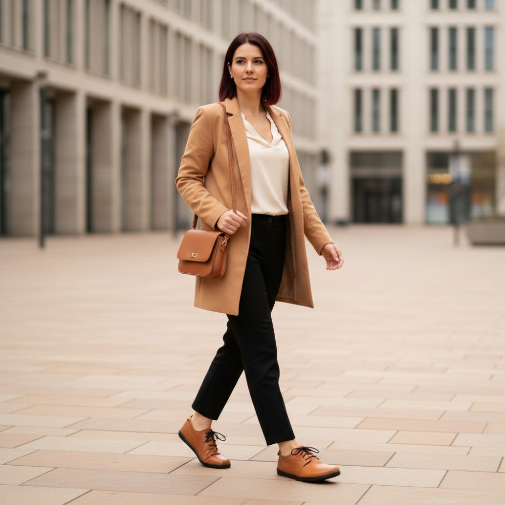 Barfußschuh ZAQQ PIQUANT Nappa Cognac Barfußschuhe Minimalschuhe