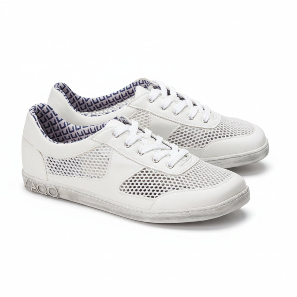 weiße luftige Sommer Sneaker für Damen als Barfußschuhe mit angenehmer Weite für breitere Füße