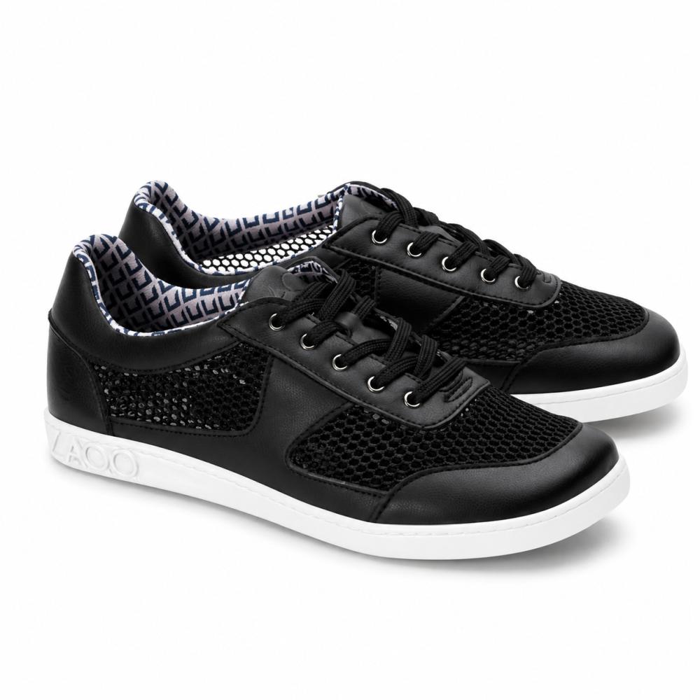 sort sommer sneaker med hvid sål til damer - komfortable barfodssko til varme dage