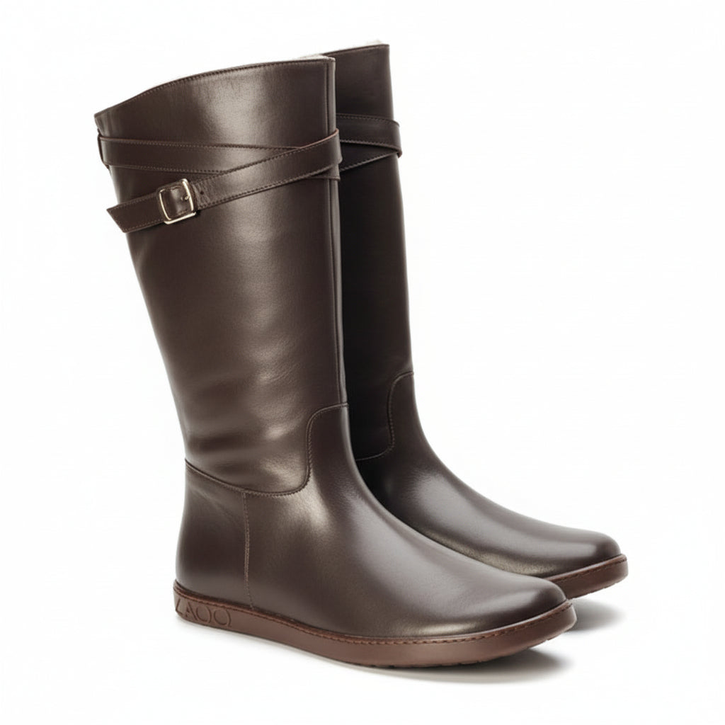 braune Winter Barfußstiefel für Damen 