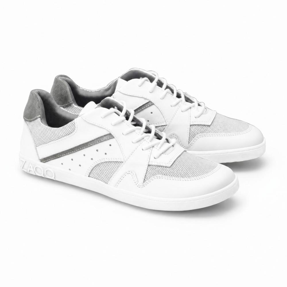 hvide sneakers barfodssko til fritid lavet af læder og mesh