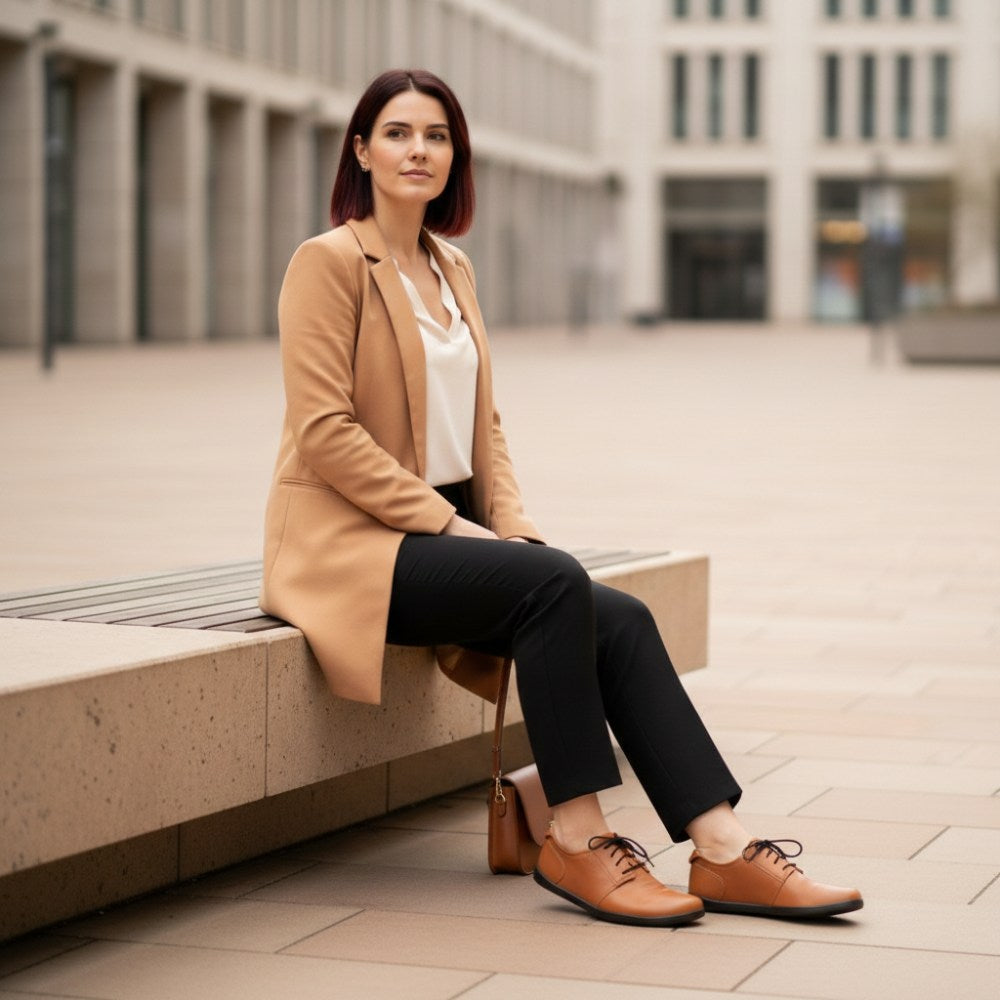 Barfußschuh ZAQQ PIQUANT Nappa Cognac Barfußschuhe Minimalschuhe