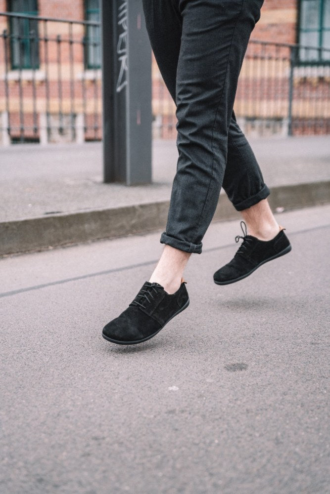 Barfußschuh ZAQQ PIQUANT Velours Schwarz Barfußschuhe Minimalschuhe