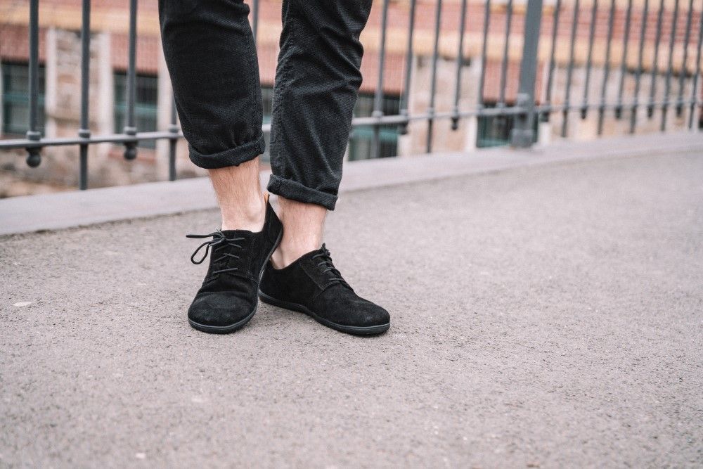 Barfußschuh ZAQQ PIQUANT Velours Schwarz Barfußschuhe Minimalschuhe