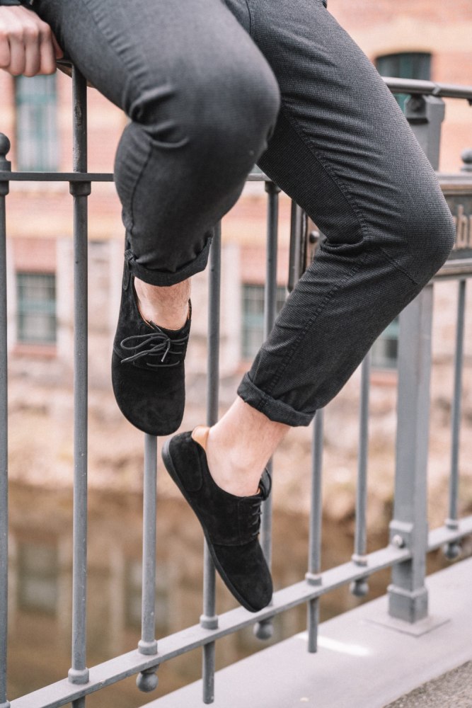 Barfußschuh ZAQQ PIQUANT Velours Schwarz Barfußschuhe Minimalschuhe