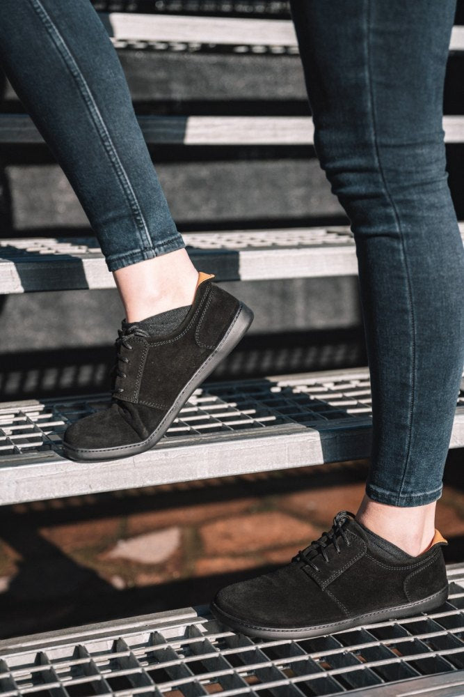 Barfußschuh ZAQQ PIQUANT Velours Schwarz Barfußschuhe Minimalschuhe