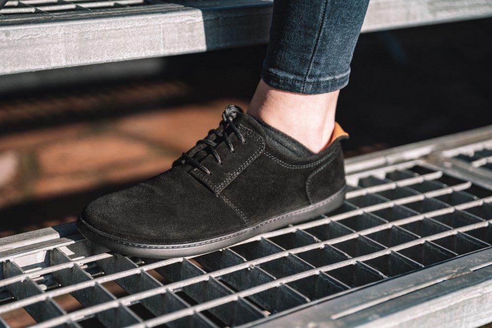 Barfußschuh ZAQQ PIQUANT Velours Schwarz Barfußschuhe Minimalschuhe