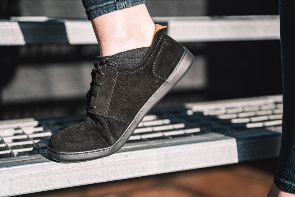 Barfußschuh ZAQQ PIQUANT Velours Schwarz Barfußschuhe Minimalschuhe