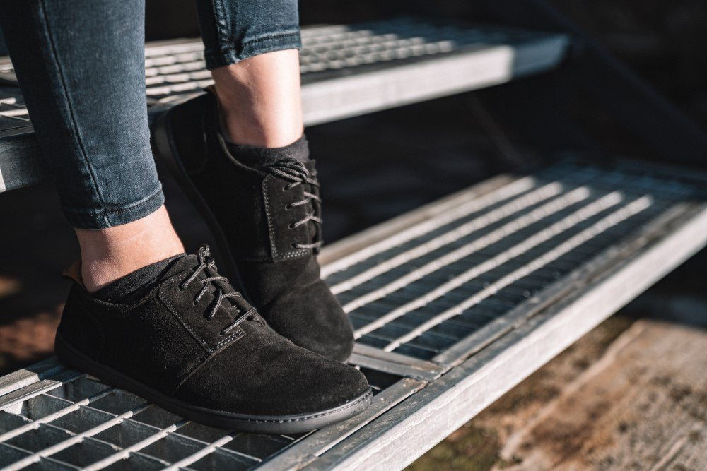 Barfußschuh ZAQQ PIQUANT Velours Schwarz Barfußschuhe Minimalschuhe