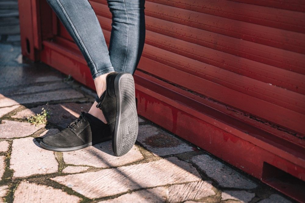 Barfußschuh ZAQQ PIQUANT Velours Schwarz Barfußschuhe Minimalschuhe