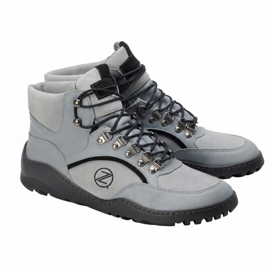 grauer Outdoor Barfußschuh mit Antirutsch Sohle